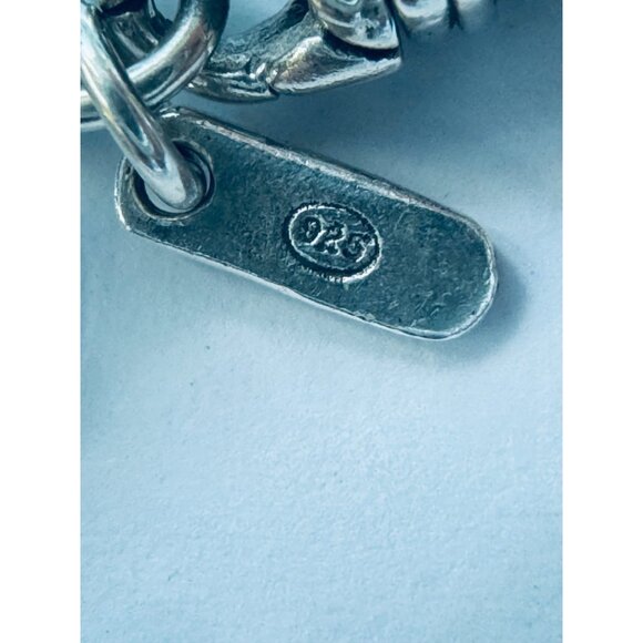 Estate Sterling Silver 925 "Blessed" Bracelet, 8” Length, Designer Sarda Scroll - Picture 7 of 10